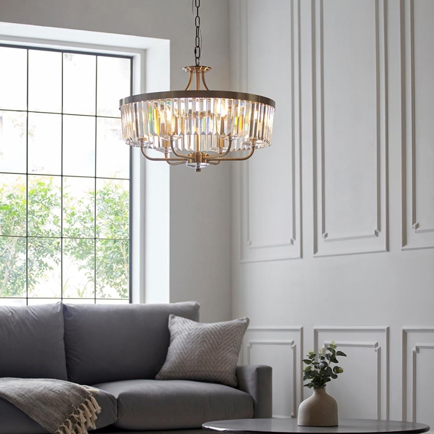 Endon 102505 - Luster na lancu 6xE14/6W/230V Ø 55 cm mesing