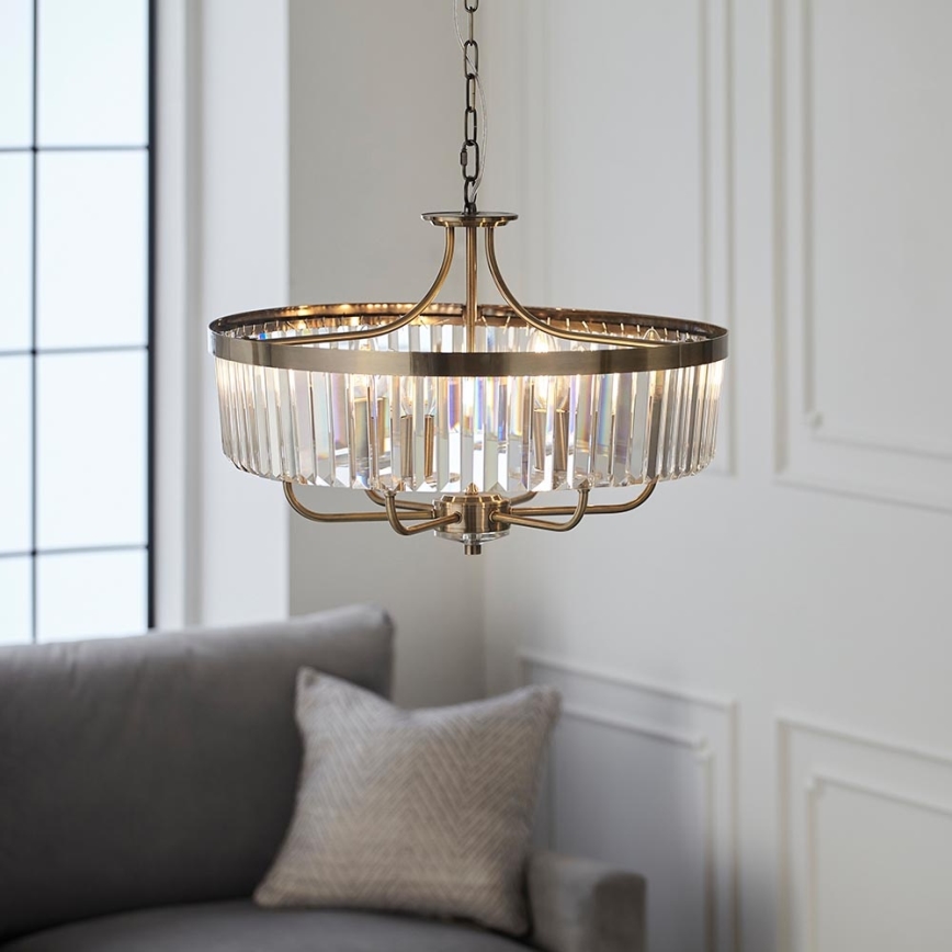 Endon 102505 - Luster na lancu 6xE14/6W/230V Ø 55 cm mesing