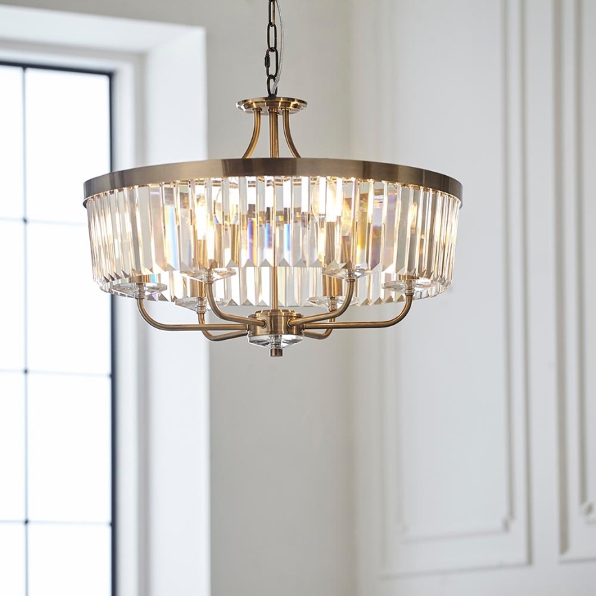Endon 102505 - Luster na lancu 6xE14/6W/230V Ø 55 cm mesing