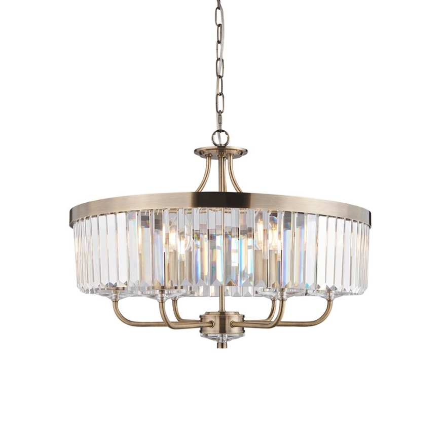 Endon 102505 - Luster na lancu 6xE14/6W/230V Ø 55 cm mesing
