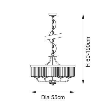 Endon 102505 - Luster na lancu 6xE14/6W/230V Ø 55 cm mesing
