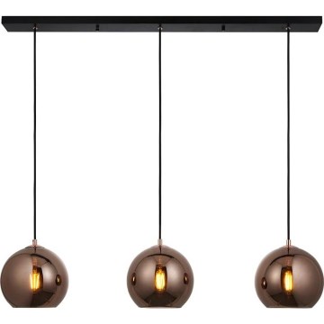 Endon 102929 - Luster na sajli BOLI 3xE27/10W/230V crna/dimna smeđa
