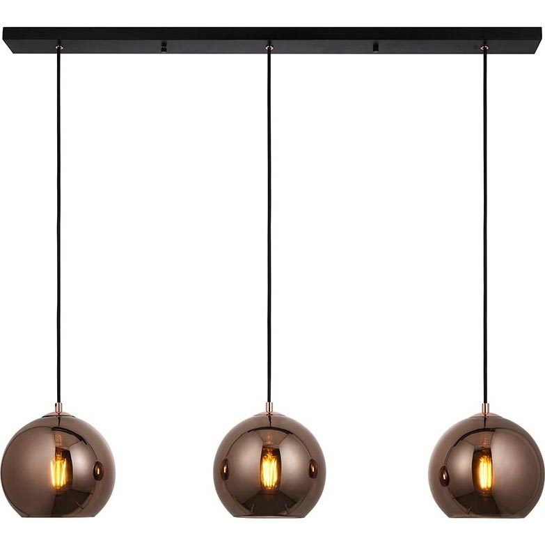 Endon 102929 - Luster na sajli BOLI 3xE27/10W/230V crna/dimna smeđa