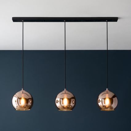 Endon 102929 - Luster na sajli BOLI 3xE27/10W/230V crna/dimna smeđa