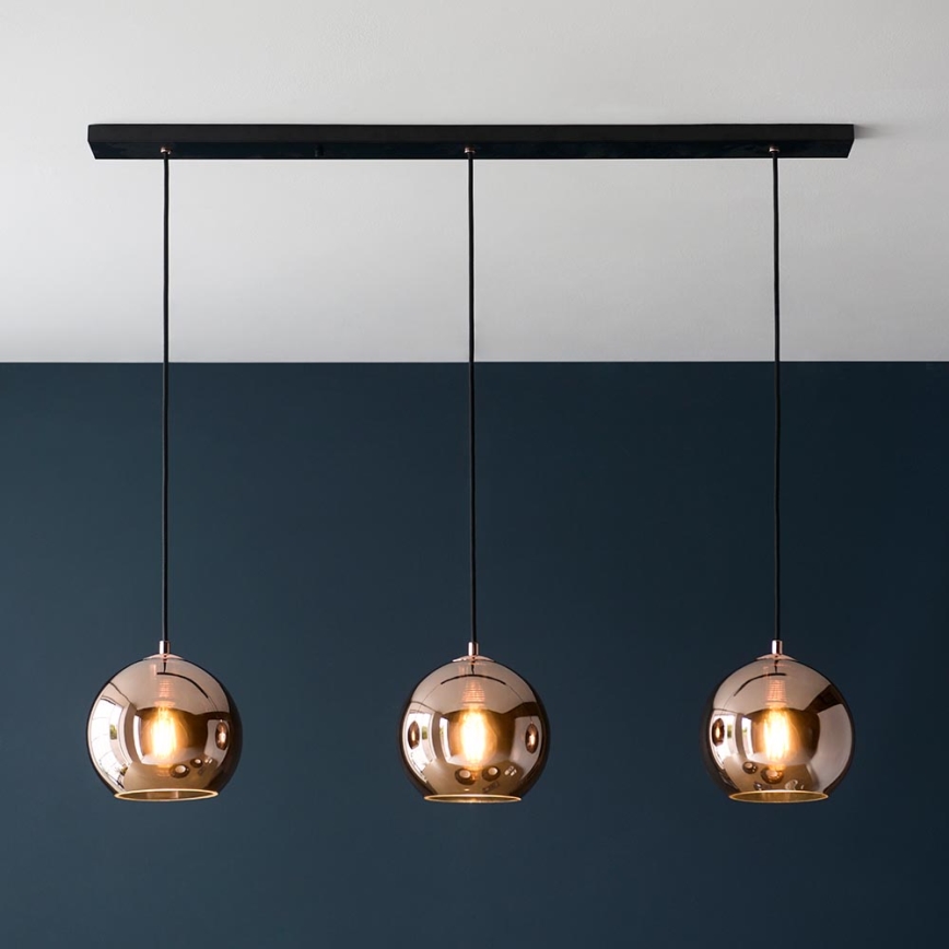 Endon 102929 - Luster na sajli BOLI 3xE27/10W/230V crna/dimna smeđa