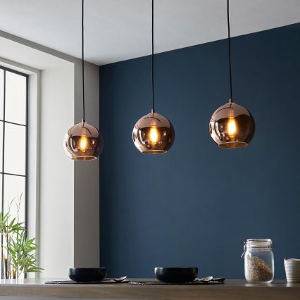 Endon 102929 - Luster na sajli BOLI 3xE27/10W/230V crna/dimna smeđa