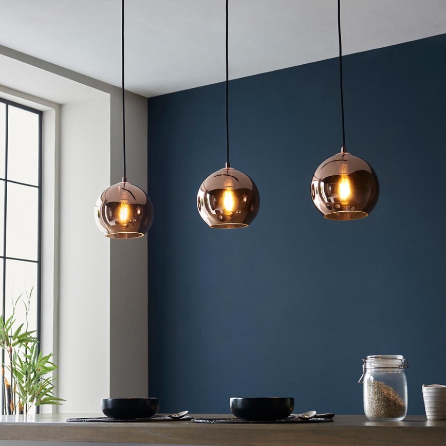 Endon 102929 - Luster na sajli BOLI 3xE27/10W/230V crna/dimna smeđa