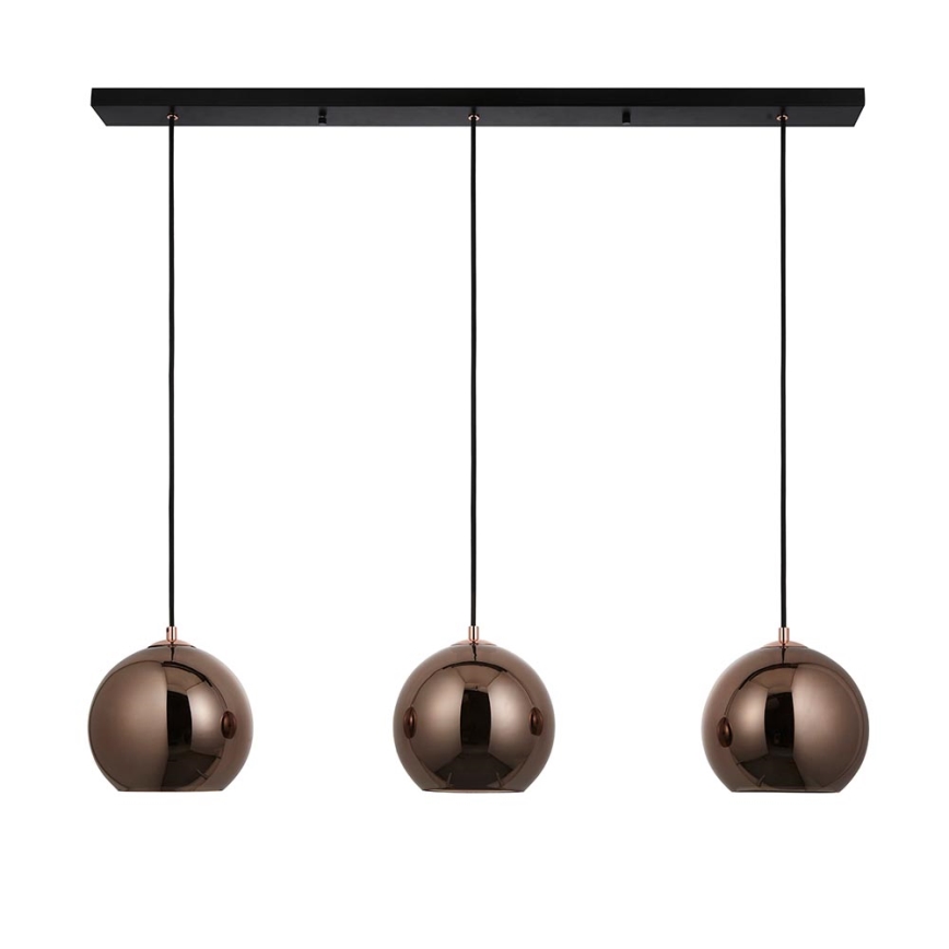 Endon 102929 - Luster na sajli BOLI 3xE27/10W/230V crna/dimna smeđa