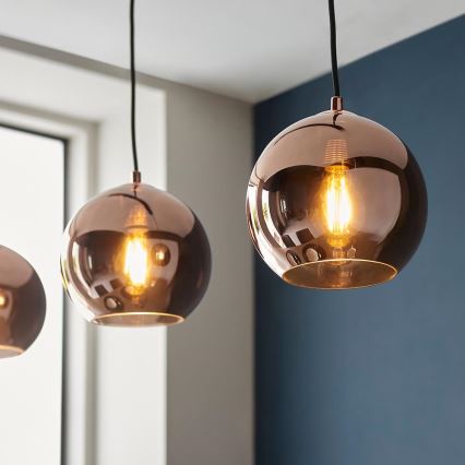 Endon 102929 - Luster na sajli BOLI 3xE27/10W/230V crna/dimna smeđa