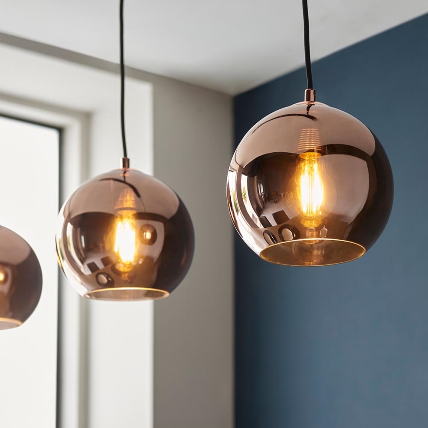 Endon 102929 - Luster na sajli BOLI 3xE27/10W/230V crna/dimna smeđa