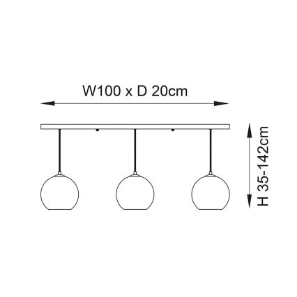 Endon 102929 - Luster na sajli BOLI 3xE27/10W/230V crna/dimna smeđa