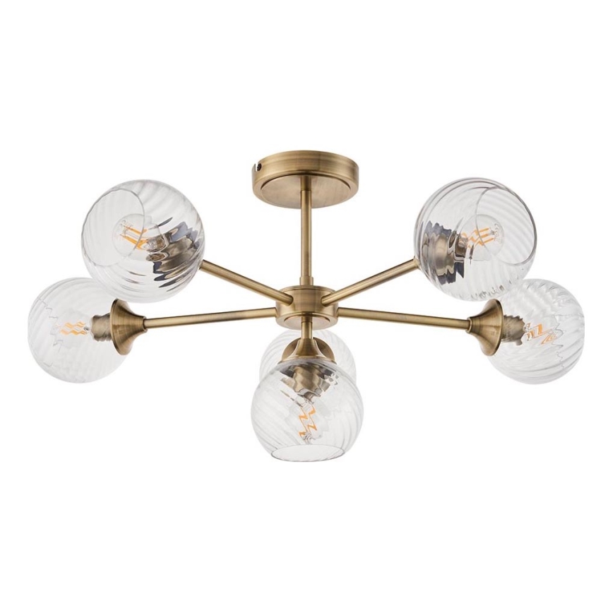 Endon 103171 - Viseći luster ALLEGRA 6xE14/7W/230V mesing/prozirna