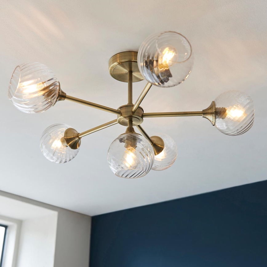 Endon 103171 - Viseći luster ALLEGRA 6xE14/7W/230V mesing/prozirna