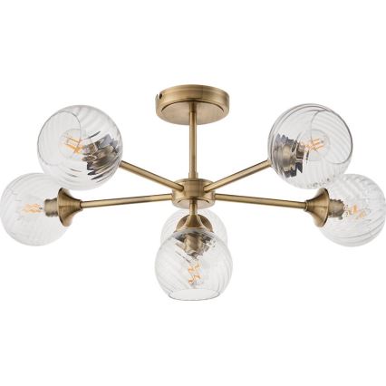 Endon 103171 - Viseći luster ALLEGRA 6xE14/7W/230V mesing/prozirna
