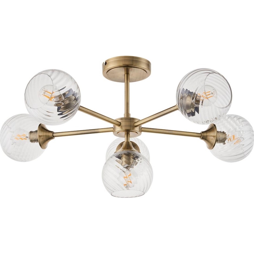 Endon 103171 - Viseći luster ALLEGRA 6xE14/7W/230V mesing/prozirna
