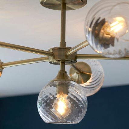 Endon 103171 - Viseći luster ALLEGRA 6xE14/7W/230V mesing/prozirna