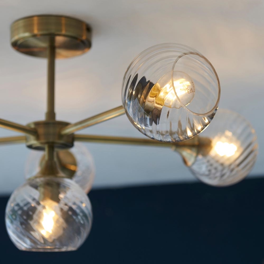 Endon 103171 - Viseći luster ALLEGRA 6xE14/7W/230V mesing/prozirna