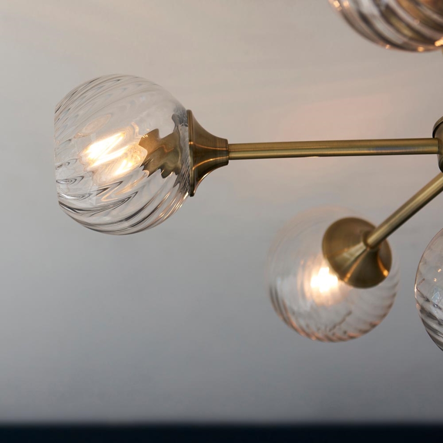 Endon 103171 - Viseći luster ALLEGRA 6xE14/7W/230V mesing/prozirna