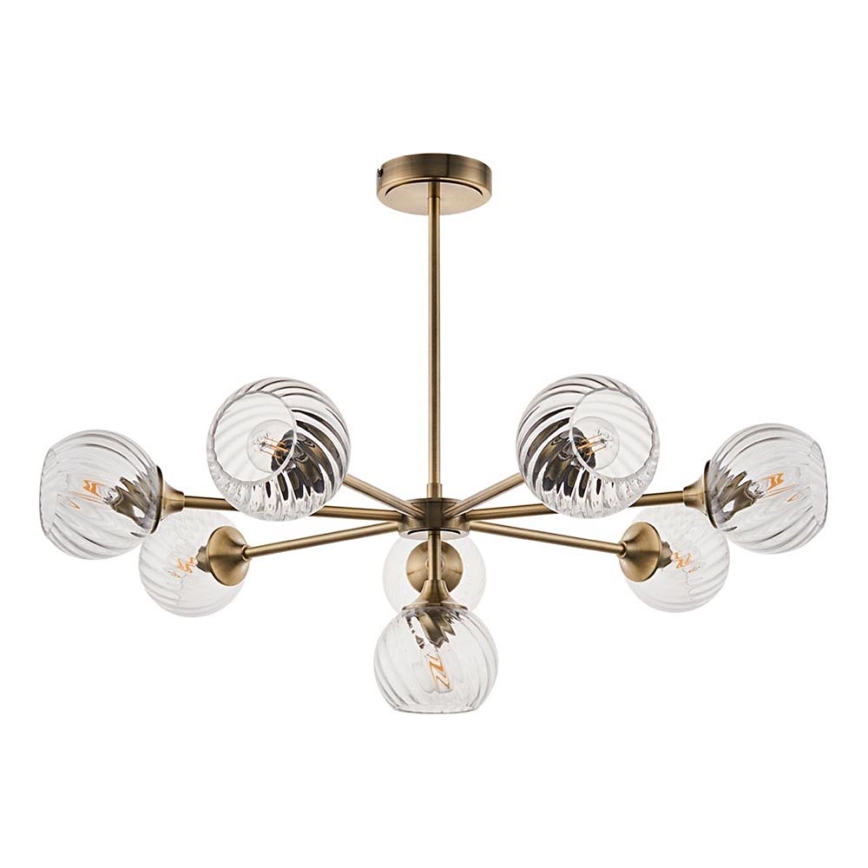 Endon 103172 - Viseći luster ALLEGRA 8xE14/7W/230V mesing/prozirna