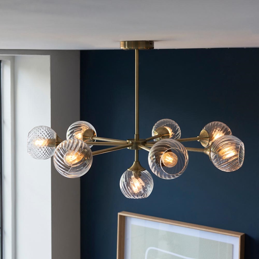 Endon 103172 - Viseći luster ALLEGRA 8xE14/7W/230V mesing/prozirna