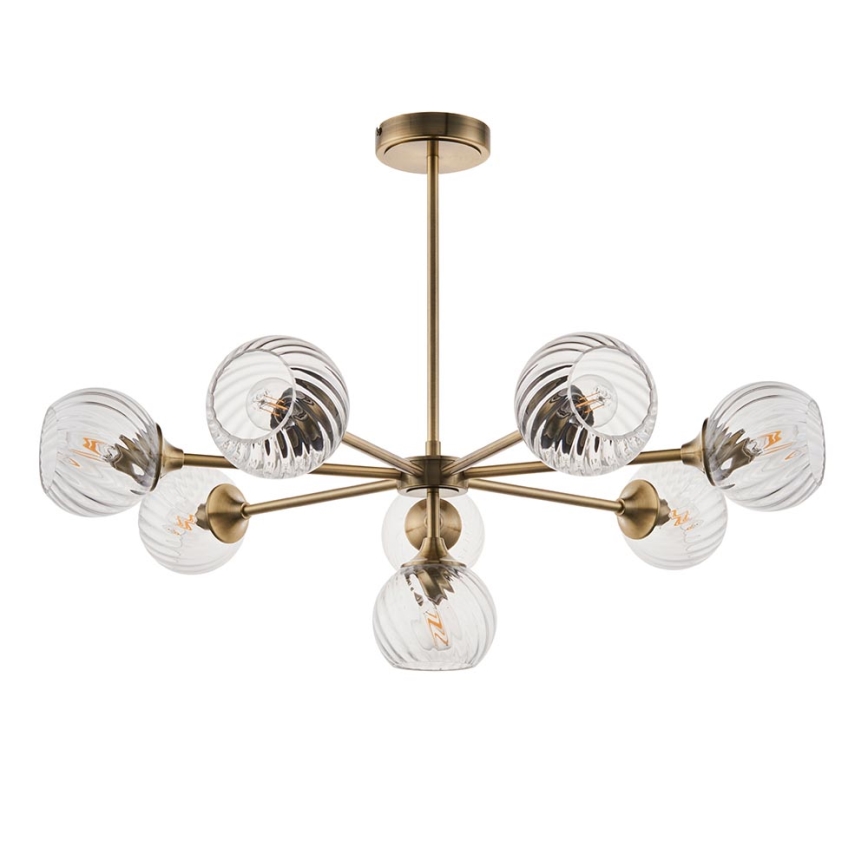 Endon 103172 - Viseći luster ALLEGRA 8xE14/7W/230V mesing/prozirna