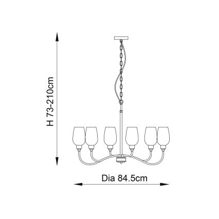 Endon 103315 - Luster na lancu 6xE14/6W/230V sjajni krom
