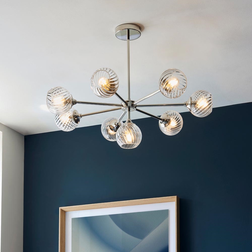 Endon 104051 - Luster na šipci ALLEGRA 8xE14/7W/230V sjajni krom