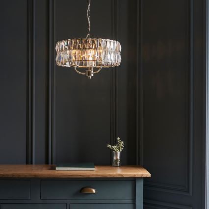 Endon 104466 - Luster na lancu CLIFTON 3xE14/6W/230V sjajni krom/prozirna pr. 38,5 cm