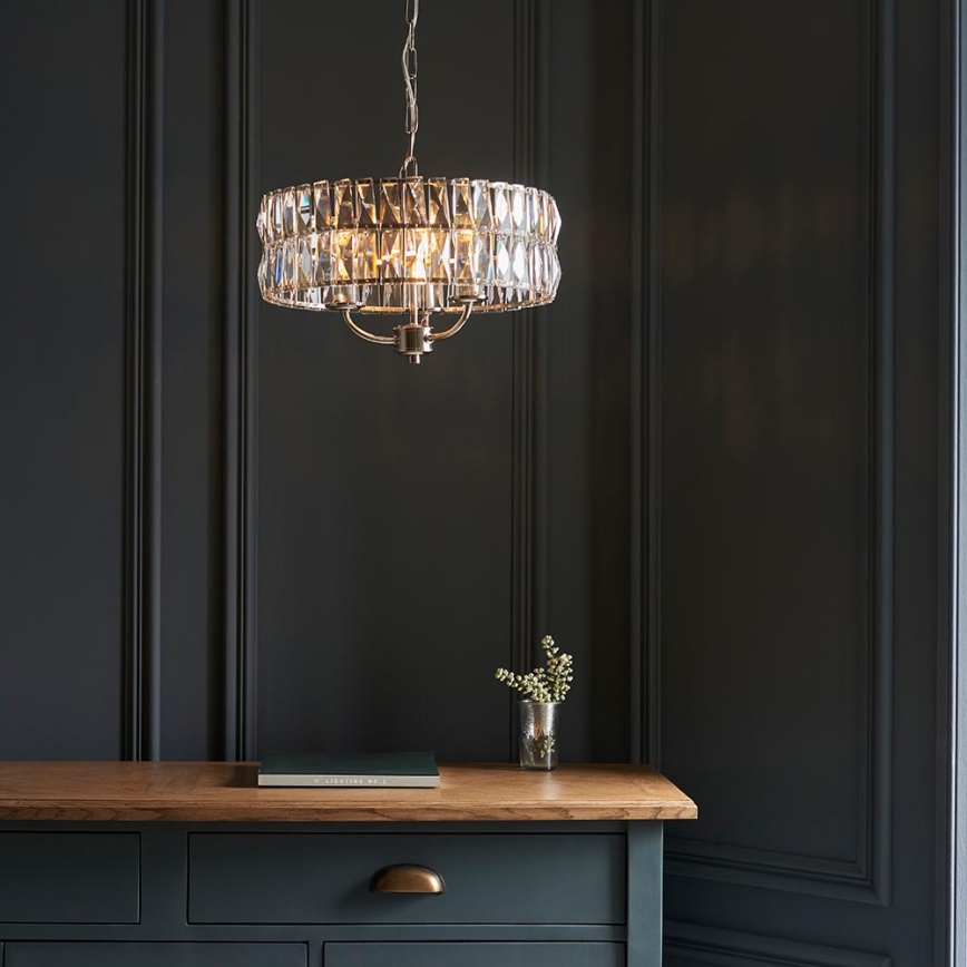 Endon 104466 - Luster na lancu CLIFTON 3xE14/6W/230V sjajni krom/prozirna pr. 38,5 cm