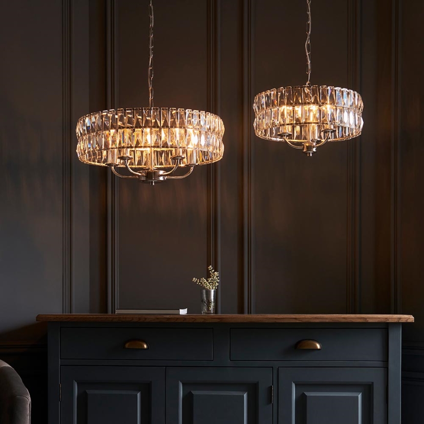 Endon 104466 - Luster na lancu CLIFTON 3xE14/6W/230V sjajni krom/prozirna pr. 38,5 cm
