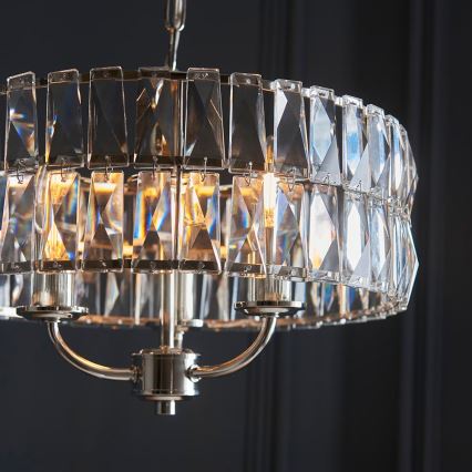 Endon 104466 - Luster na lancu CLIFTON 3xE14/6W/230V sjajni krom/prozirna pr. 38,5 cm