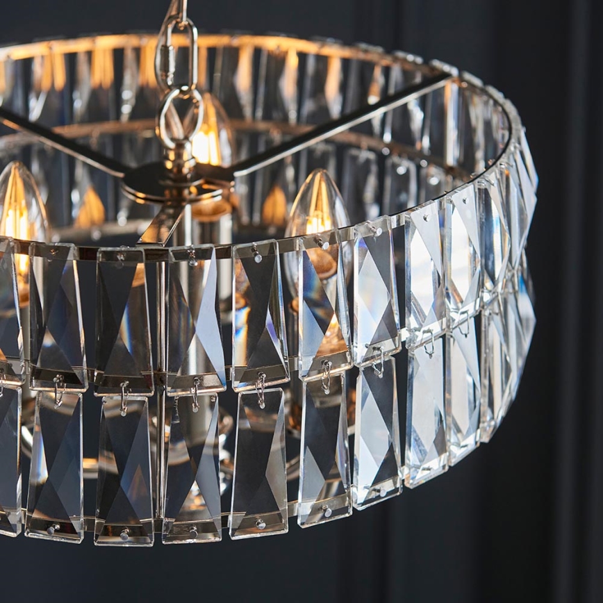Endon 104466 - Luster na lancu CLIFTON 3xE14/6W/230V sjajni krom/prozirna pr. 38,5 cm
