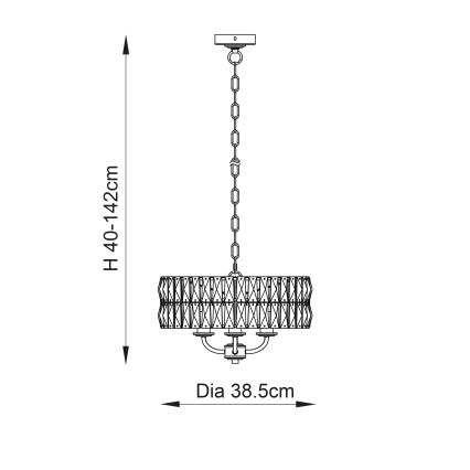 Endon 104466 - Luster na lancu CLIFTON 3xE14/6W/230V sjajni krom/prozirna pr. 38,5 cm