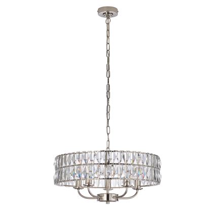 Endon 104467 - Luster na lancu CLIFTON 5xE14/6W/230V sjajni krom/prozirna pr. 50,5 cm