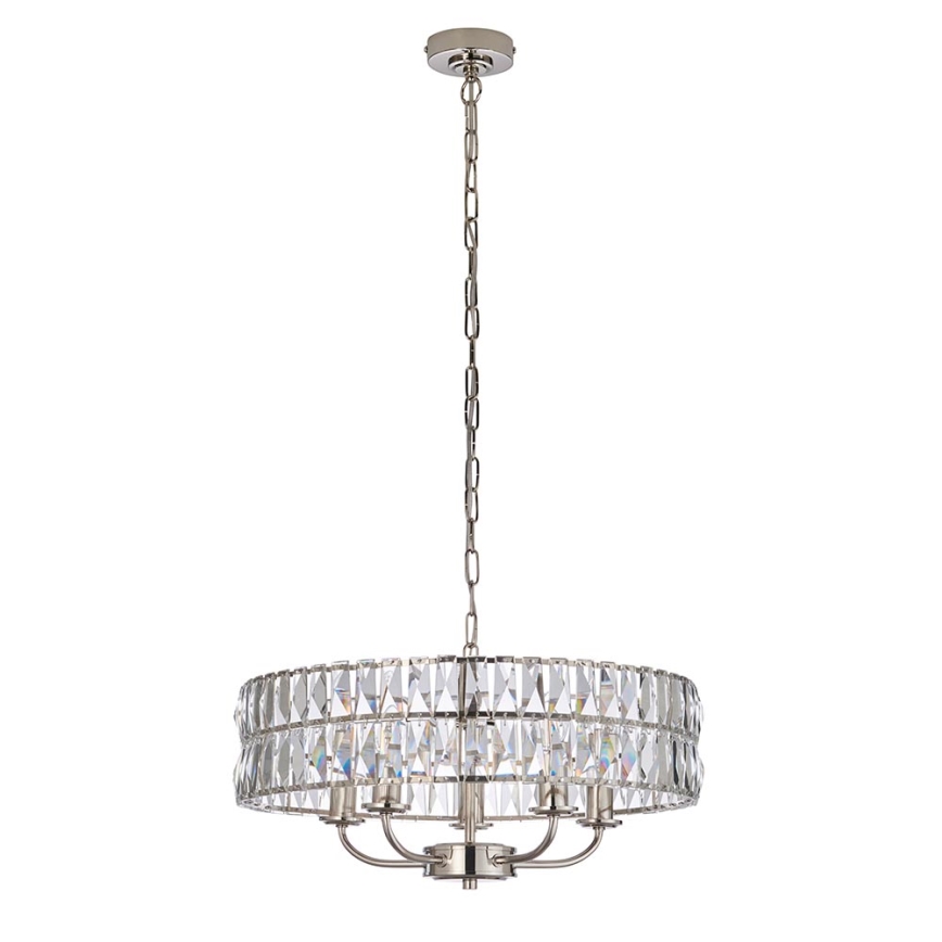 Endon 104467 - Luster na lancu CLIFTON 5xE14/6W/230V sjajni krom/prozirna pr. 50,5 cm