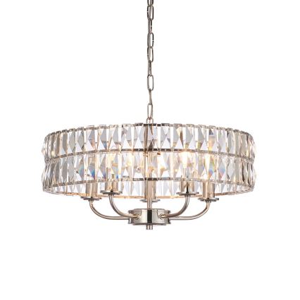 Endon 104467 - Luster na lancu CLIFTON 5xE14/6W/230V sjajni krom/prozirna pr. 50,5 cm