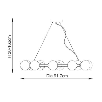 Endon 106008 - Luster na kabelu OTIS 10xG9/3W/230V zlatni/bijeli