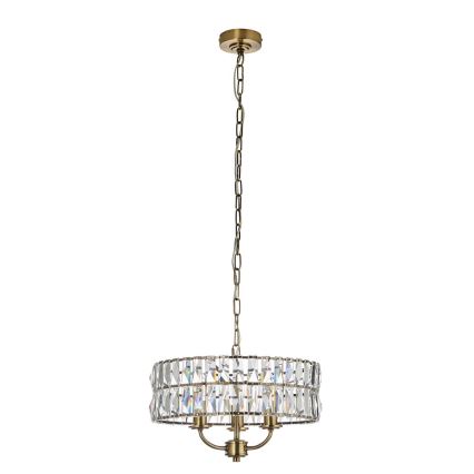 Endon 106243 - Luster na lancu CLIFTON 3xE14/6W/230V, Ø 38,5 cm, mesing/prozirno
