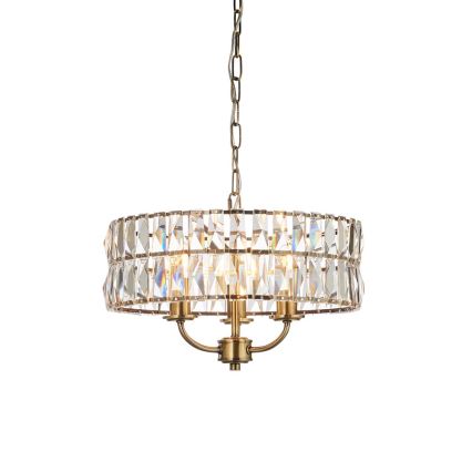 Endon 106243 - Luster na lancu CLIFTON 3xE14/6W/230V, Ø 38,5 cm, mesing/prozirno