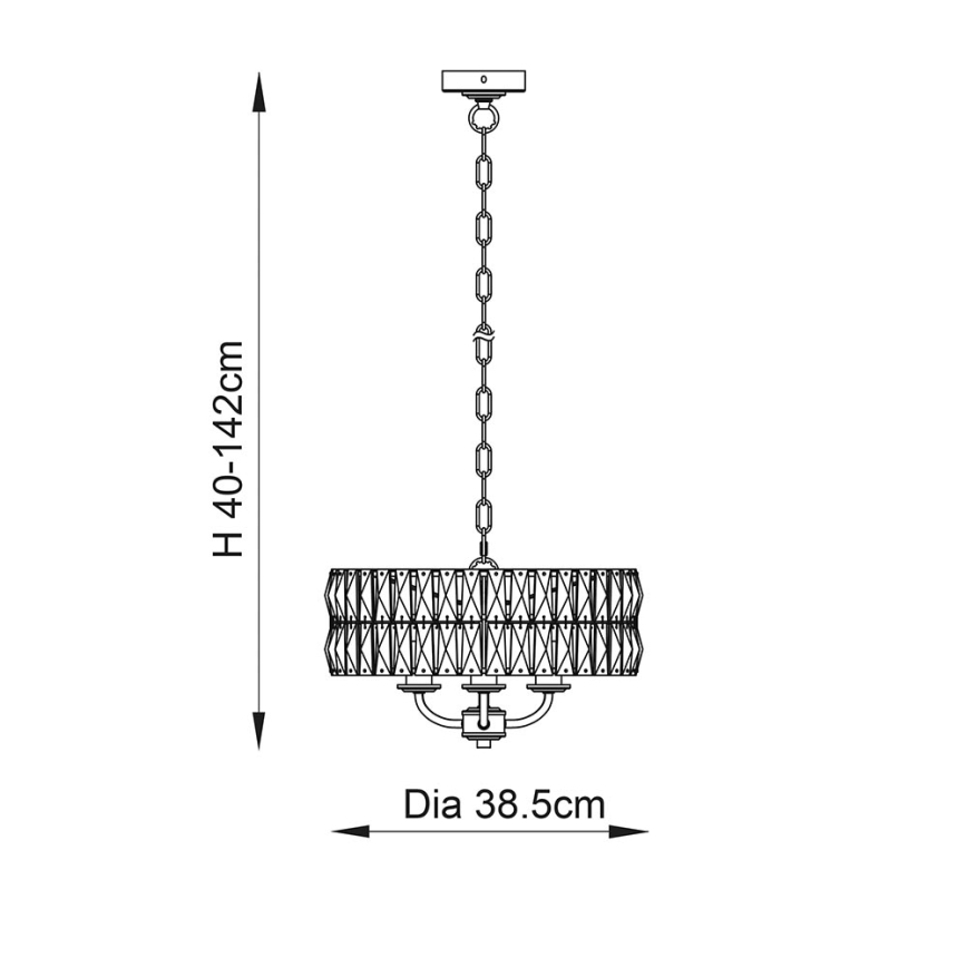 Endon 106243 - Luster na lancu CLIFTON 3xE14/6W/230V, Ø 38,5 cm, mesing/prozirno