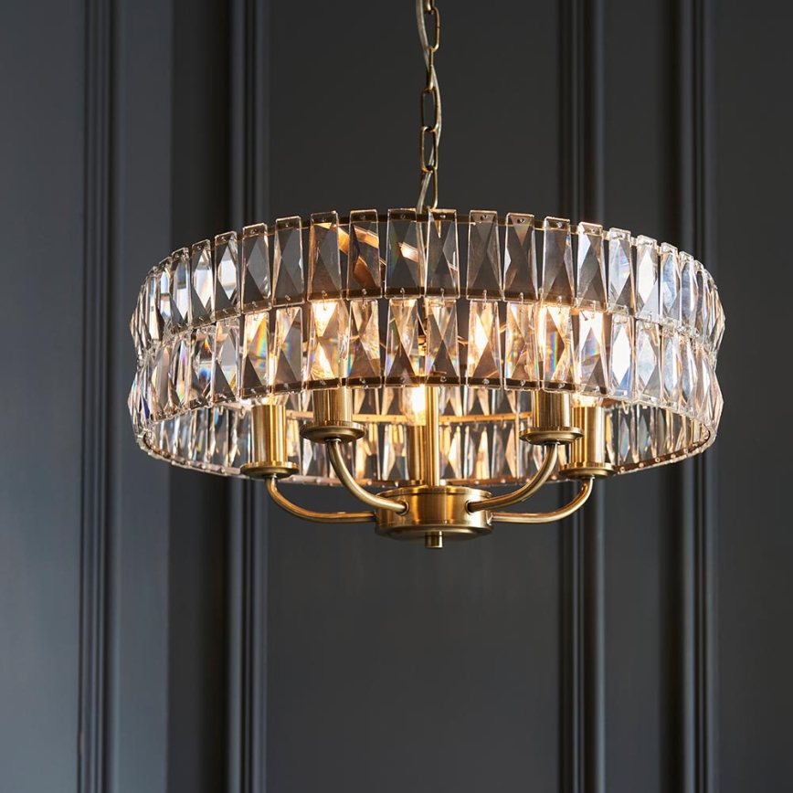 Endon 106244 - Luster na lancu CLIFTON 5xE14/6W/230V mesing/prozirno