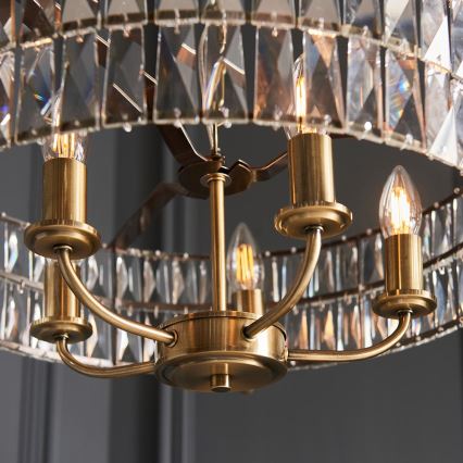 Endon 106244 - Luster na lancu CLIFTON 5xE14/6W/230V mesing/prozirno