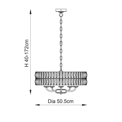 Endon 106244 - Luster na lancu CLIFTON 5xE14/6W/230V mesing/prozirno