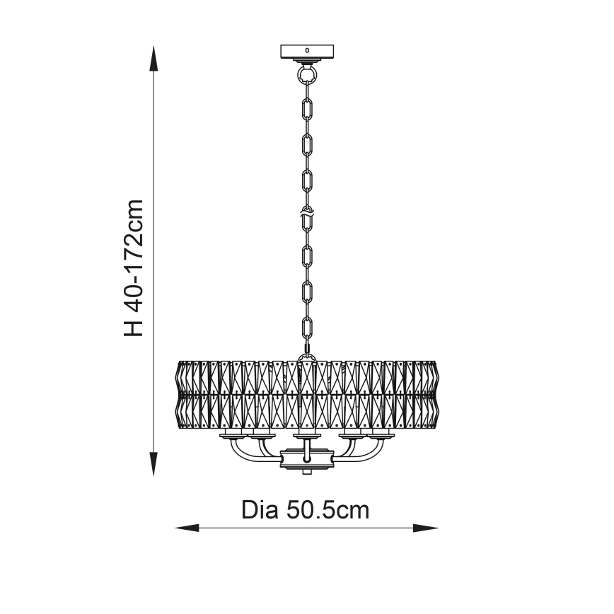 Endon 106244 - Luster na lancu CLIFTON 5xE14/6W/230V mesing/prozirno