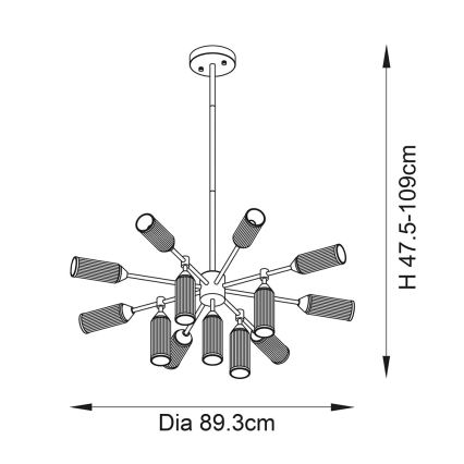 Endon 106256 - Viseći luster TOUR 13xG9/3W/230V mesing
