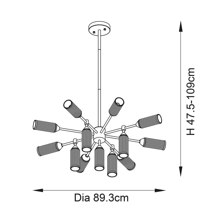 Endon 106256 - Viseći luster TOUR 13xG9/3W/230V mesing