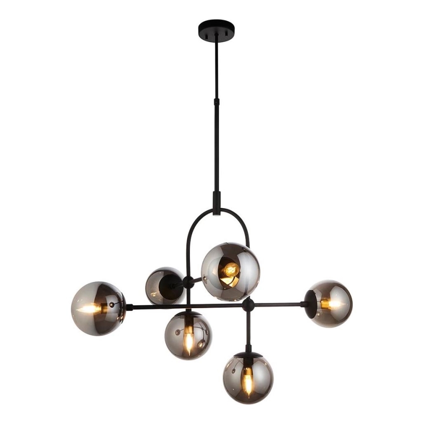 Endon 106661 - Luster na štapu ONTARIO 6xE14/7W/230V crna/dimljeno-crna