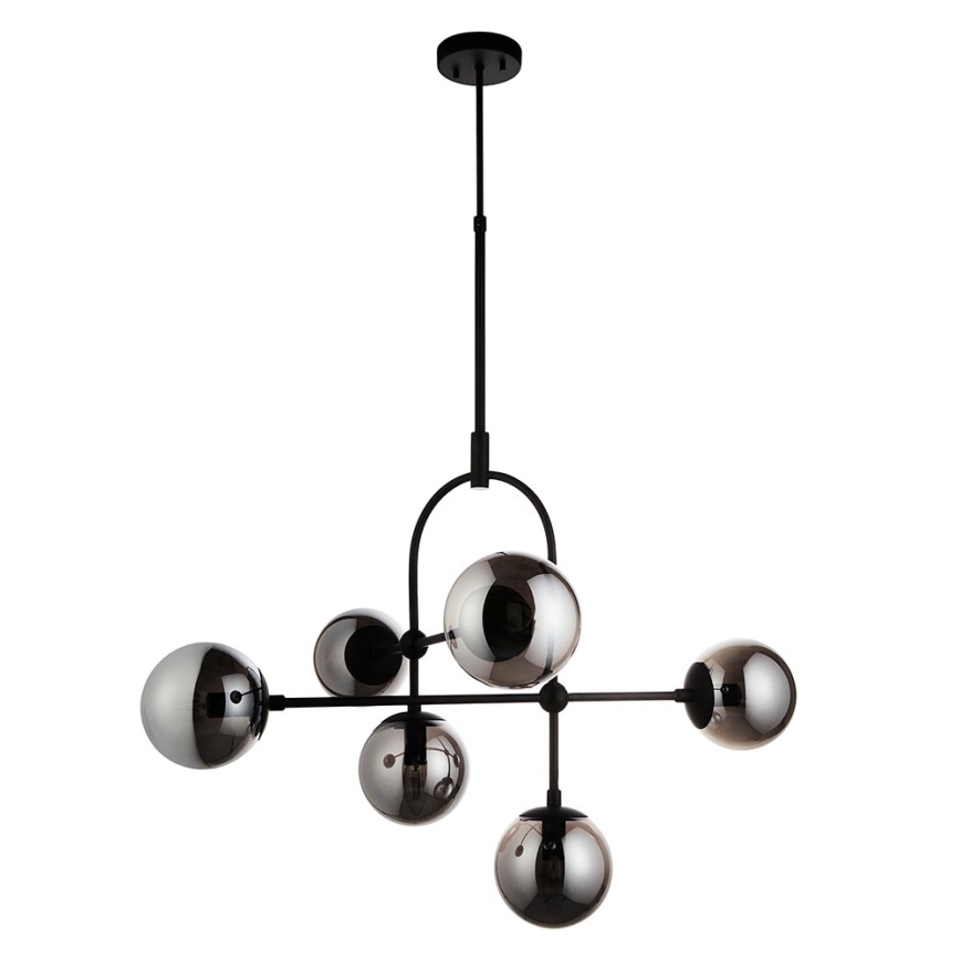 Endon 106661 - Luster na štapu ONTARIO 6xE14/7W/230V crna/dimljeno-crna