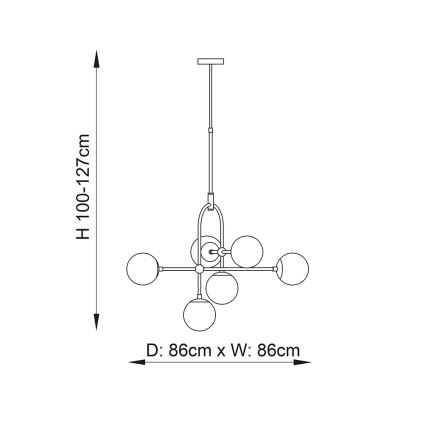 Endon 106661 - Luster na štapu ONTARIO 6xE14/7W/230V crna/dimljeno-crna