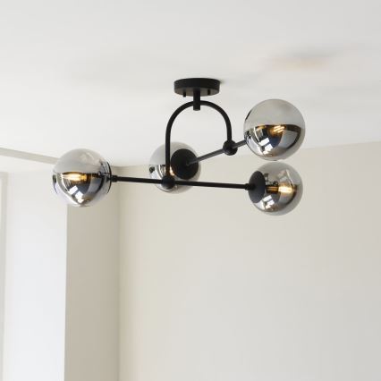 Endon 106662 - Nadgradni luster ONTARIO 4xE14/7W/230V crna/dimna